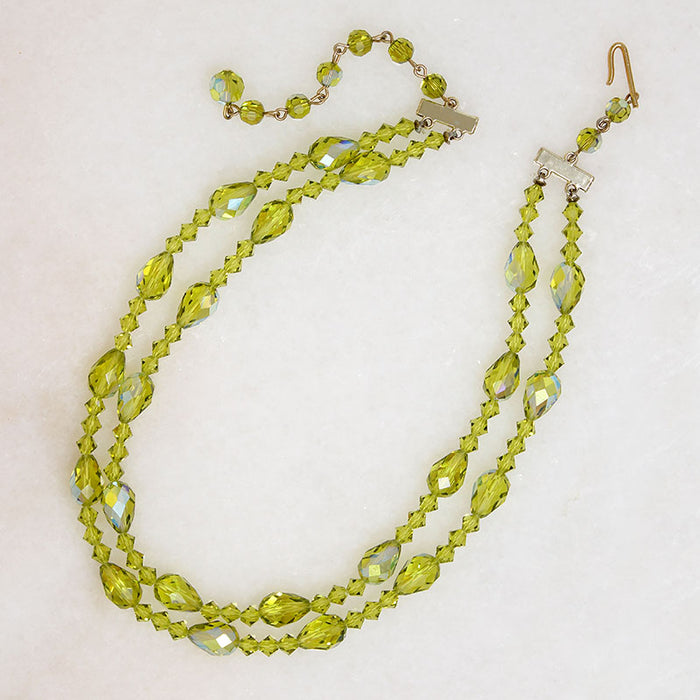 Double Strand of Fresh Green Glass Beads