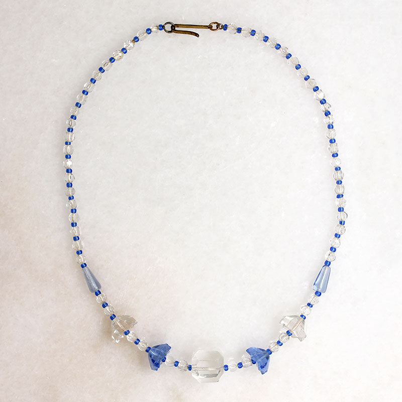 Art Deco Blue & White English Glass Beads