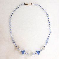 Art Deco Blue & White English Glass Beads