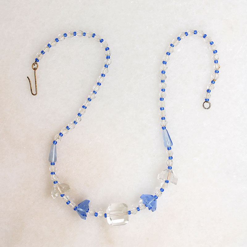 Art Deco Blue & White English Glass Beads