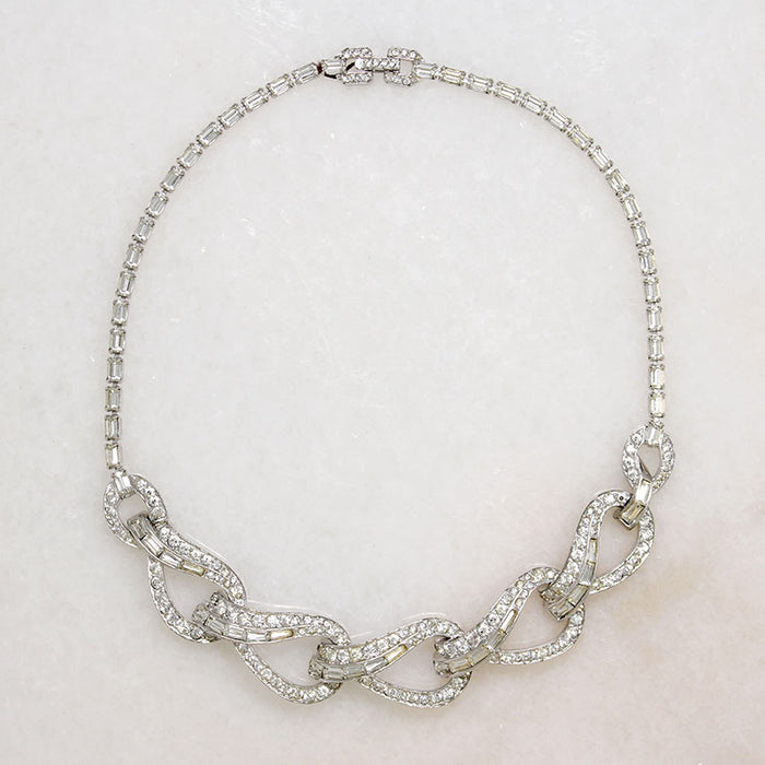 Sophisticated Rhinestone Link Necklace by Boucher