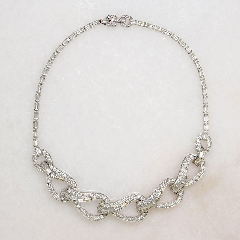 Sophisticated Rhinestone Link Necklace by Boucher