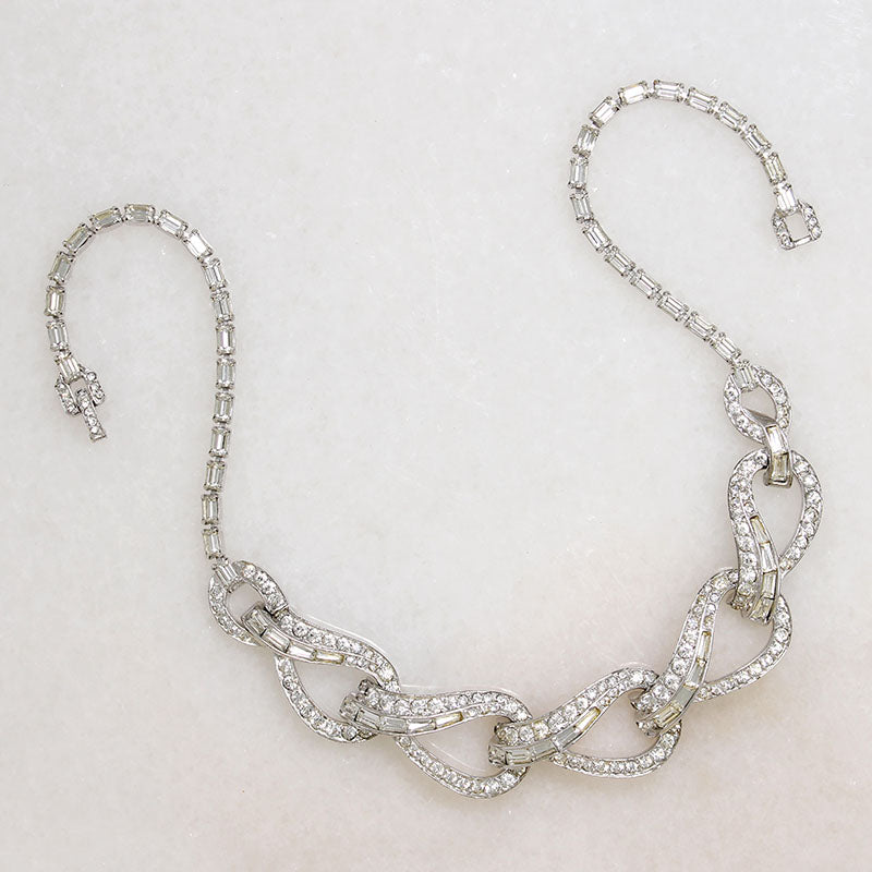 Sophisticated Rhinestone Link Necklace by Boucher