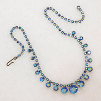 Shimmering Blue Aurora Borealis Rhinestone Necklace