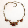 West German Filigree & Blood Orange Crystal Choker