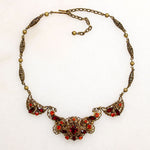 West German Filigree & Blood Orange Crystal Choker
