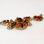 West German Filigree & Blood Orange Crystal Choker