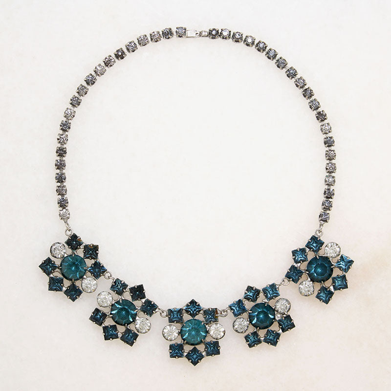 Winter Wonderland Teal & Clear Rhinestone Choker