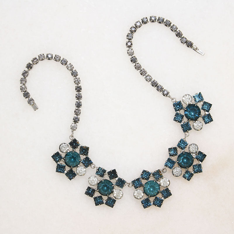 Winter Wonderland Teal & Clear Rhinestone Choker