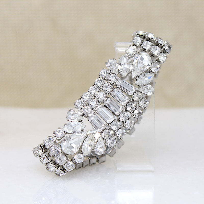 Glamorous White Rhinestone Bracelet by Weiss