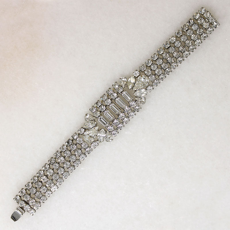 Glamorous White Rhinestone Bracelet by Weiss