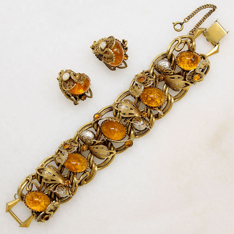 Ferocious Dragon & Egg Bracelet & Earrings Set 