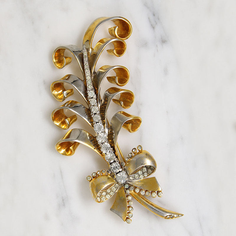 Jaunty Mazer Bros. Feather & Bow Brooch