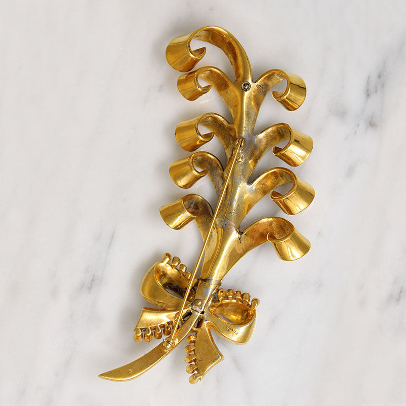 Jaunty Mazer Bros. Feather & Bow Brooch