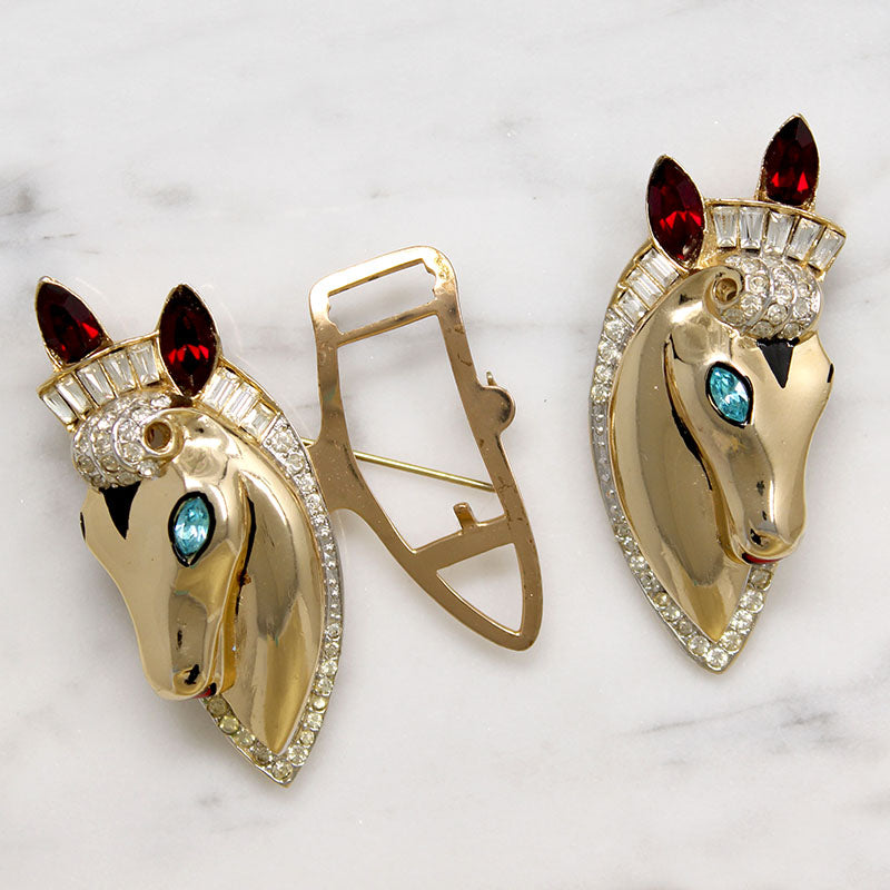 Coro Retro Horses Duette Brooch