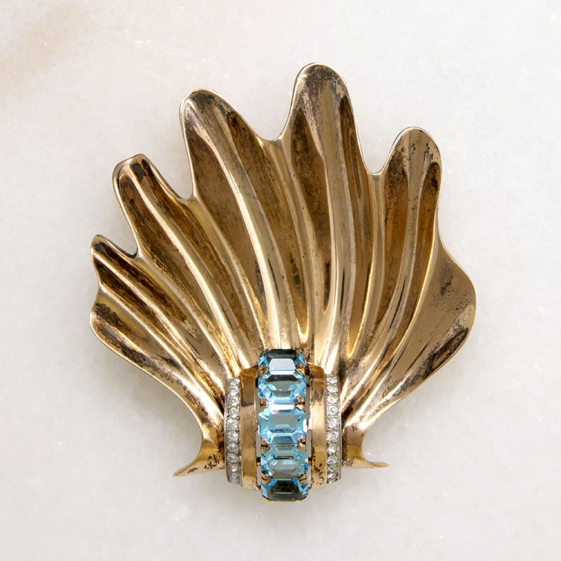 Dynamic Sterling & Rhinestone Retro Brooch by Mazer