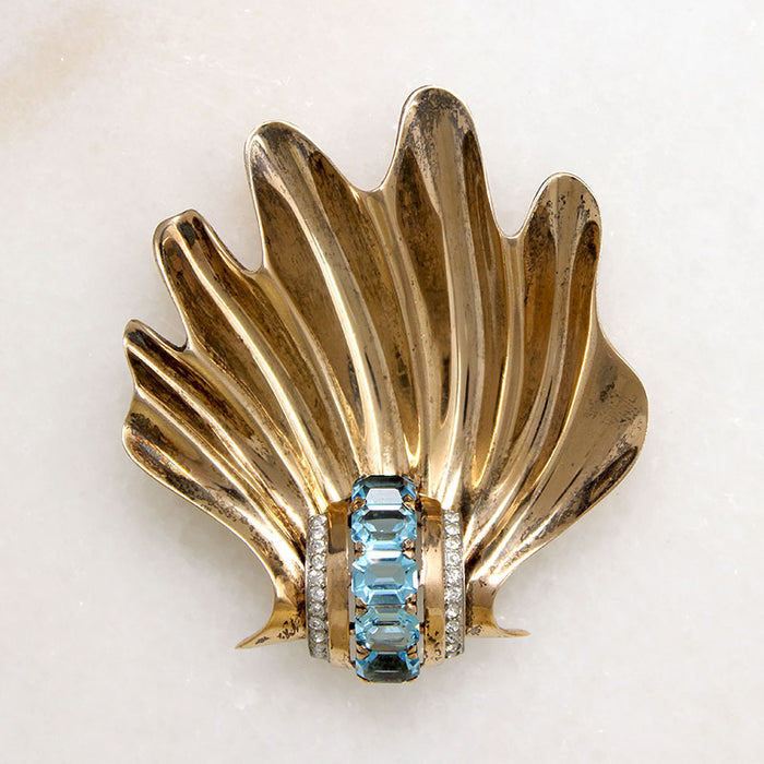 Dynamic Sterling & Rhinestone Retro Brooch by Mazer