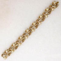 Glittering Baguette & Glossy Pearl Costume Bracelet by Trifari