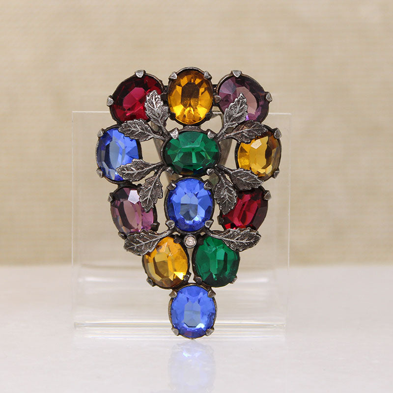 Harlequin-Colored Rhinestone Dress Clip