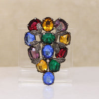 Harlequin-Colored Rhinestone Dress Clip