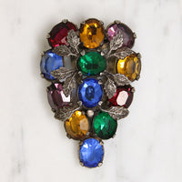 Harlequin-Colored Rhinestone Dress Clip