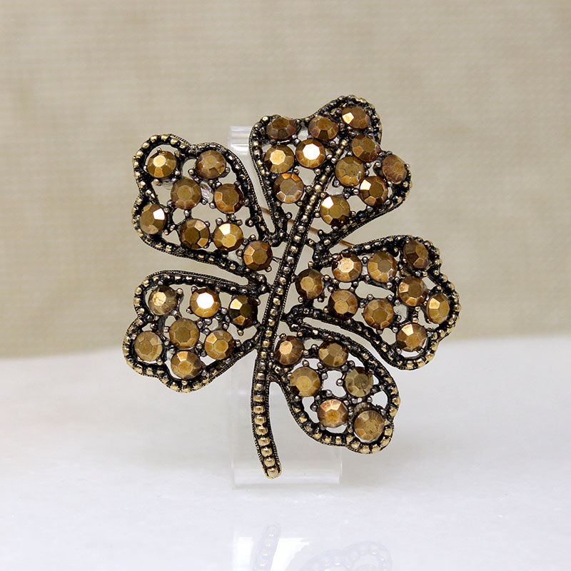 Bronze Leaves Brooch & Earring Set by Weiss