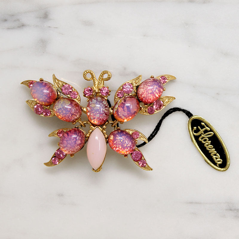 Bewitching Pink Butterfly Brooch by Florenza