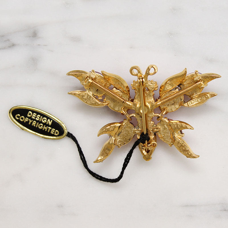 Bewitching Pink Butterfly Brooch by Florenza