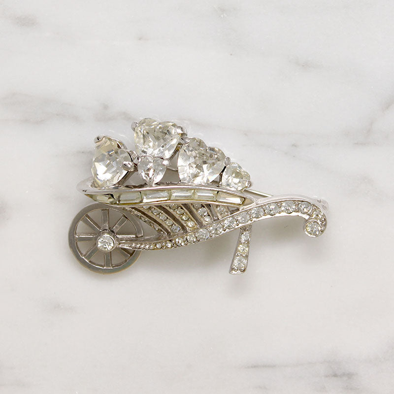Whimsical Wheelbarrow of Hearts Brooch by Boucher