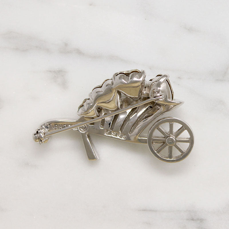 Whimsical Wheelbarrow of Hearts Brooch by Boucher