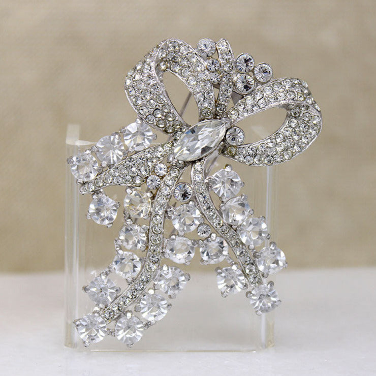Magnificent Rhinestone Bow Fur Clip by Coro