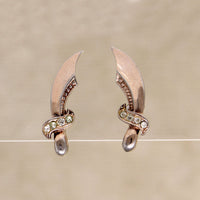Swashbuckling Silver Scimitar Brooch & Earring Set