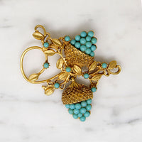 Victorian Revival Faux Turquoise Acorn Brooch