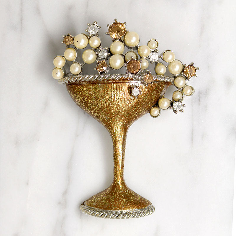 Graziano 2000 Champagne Glass Brooch