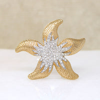 Gorgeous Gold & Silver-Tone Starfish Brooch