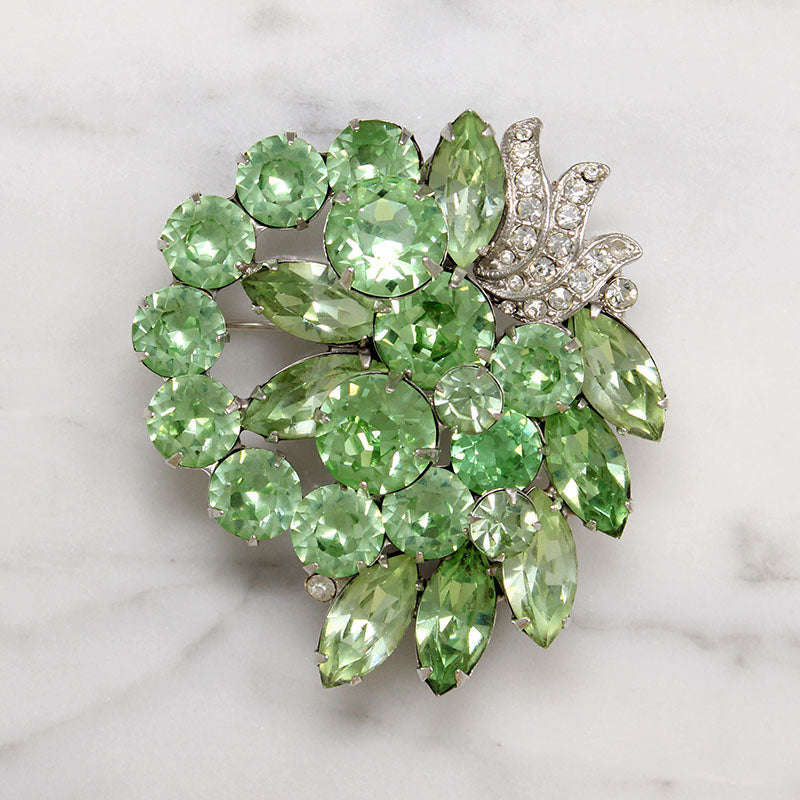 Icy Mint Green Crystal Brooch by Eisenberg