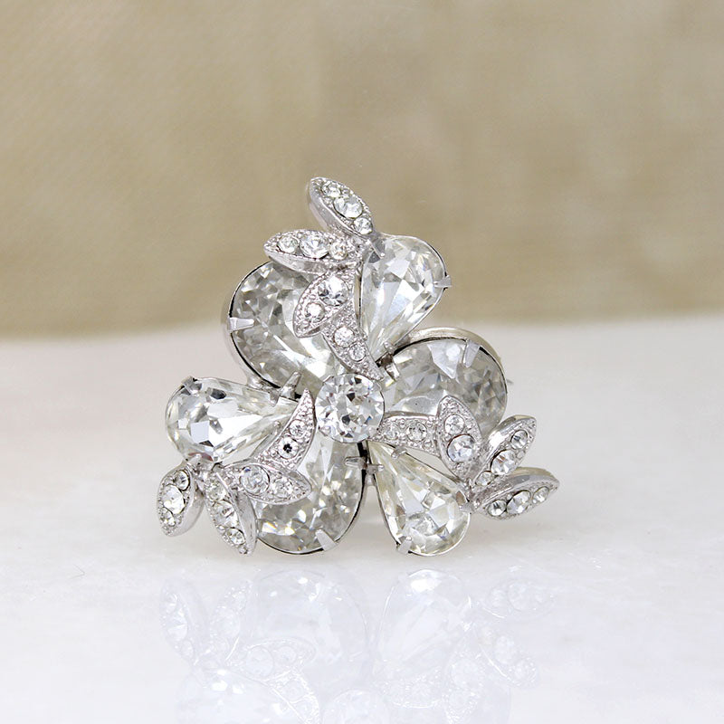Bright Crystal Blossom Brooch Signed Eisenberg Original