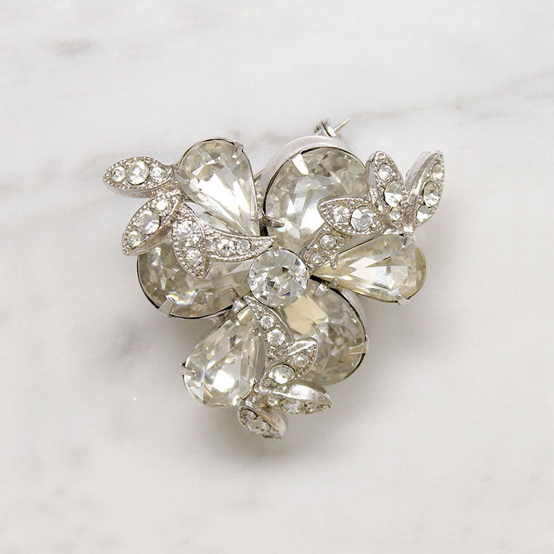 Bright Crystal Blossom Brooch Signed Eisenberg Original