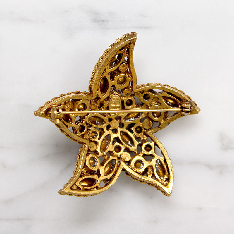 Playful Starfish Austrian Crystal Brooch by Regency