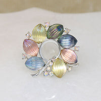 Iridescent Pastel Art Glass Circle Brooch by Lisner