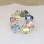 Iridescent Pastel Art Glass Circle Brooch by Lisner
