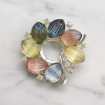 Iridescent Pastel Art Glass Circle Brooch by Lisner