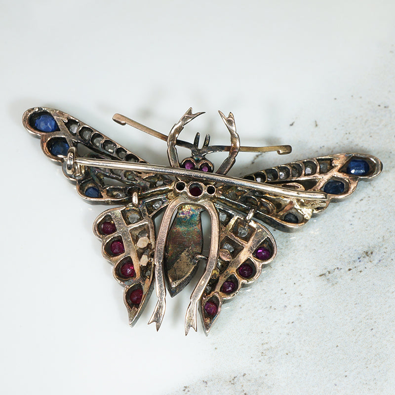 Glorious Antique Gem Covered Butterfly Brooch