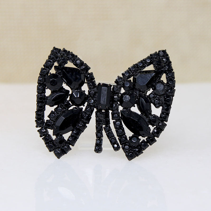 Creepy & Kooky Black Glass Brow Brooch by Weiss