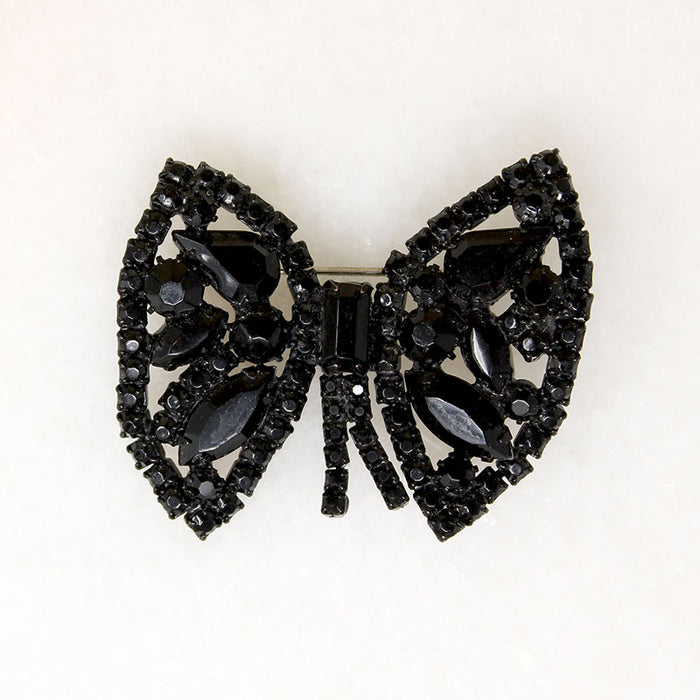 Creepy & Kooky Black Glass Brow Brooch by Weiss