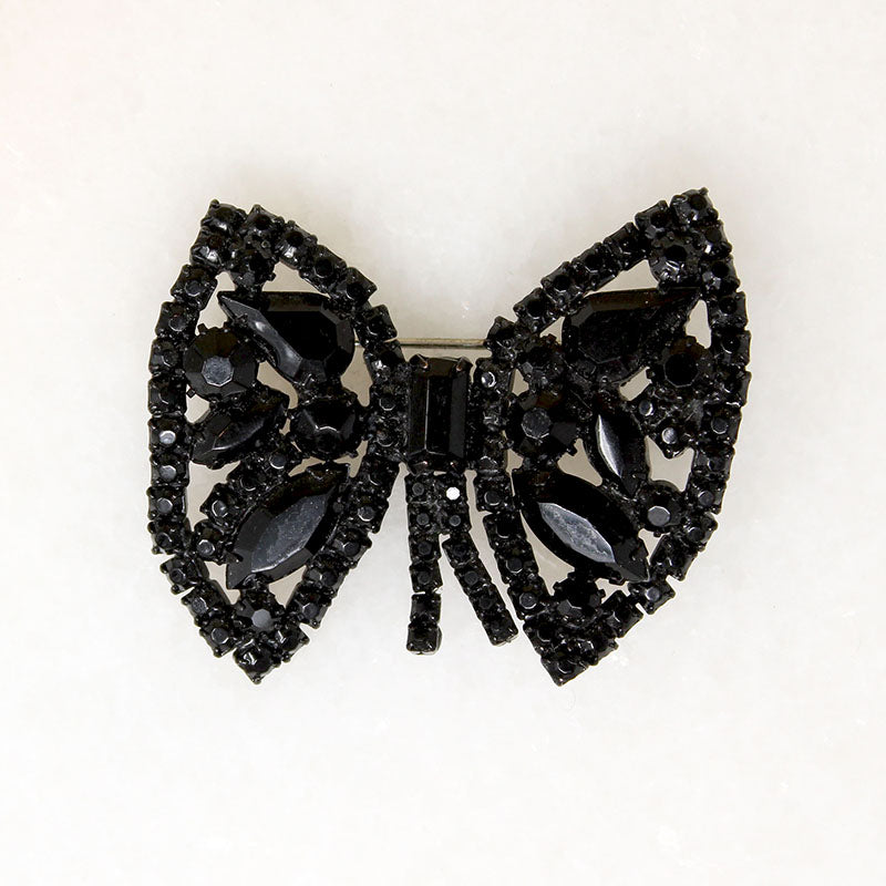 Creepy & Kooky Black Glass Brow Brooch by Weiss