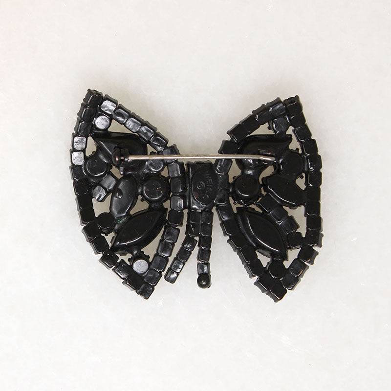 Creepy & Kooky Black Glass Brow Brooch by Weiss