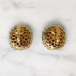 Victorian-Inspired Faux Turquoise & Rhinestone Trifari Earrings
