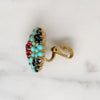 Victorian-Inspired Faux Turquoise & Rhinestone Trifari Earrings