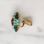 Victorian-Inspired Faux Turquoise & Rhinestone Trifari Earrings